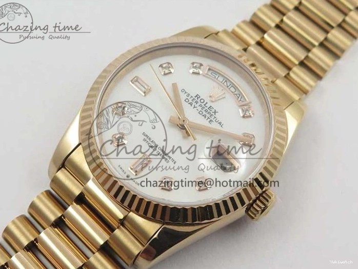 36 Day-Date Dial Edition Maker President RG 128239 Markers on Crystral RG Bp MOP Bracelet Best White 1220